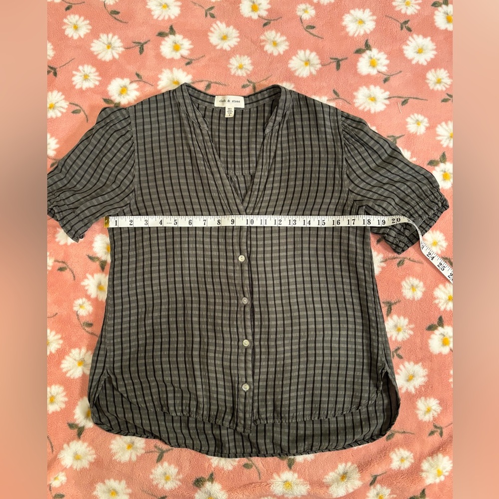 Anthropologie Cloth & Stone Puff Sleeve Linen Blend Button Down Top Size S EUC - Picture 7 of 10